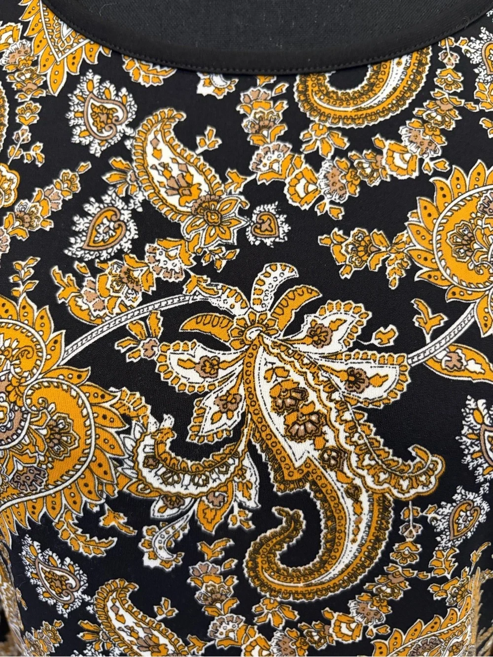 Michael Kors Black Dress with Gold Paisley Print